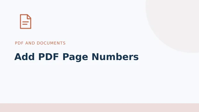 Add PDF Page Numbers — PDF and documents tool illustration