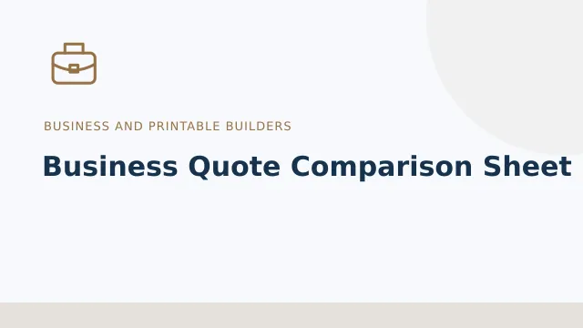 Business Quote Comparison Sheet — Business and printable builders tool illustration