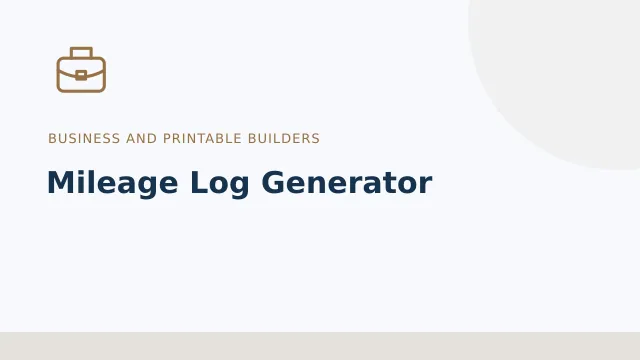 Mileage Log Generator — Business and printable builders tool illustration