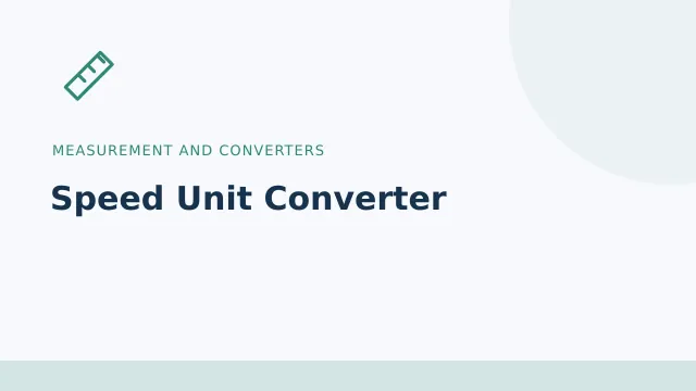 Speed Unit Converter — Measurement and converters tool illustration