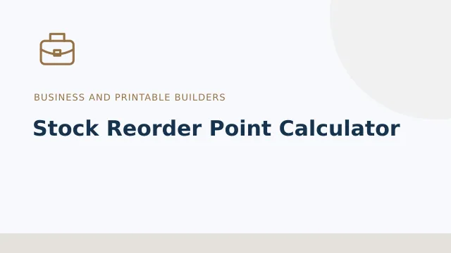 Stock Reorder Point Calculator — Business and printable builders tool illustration