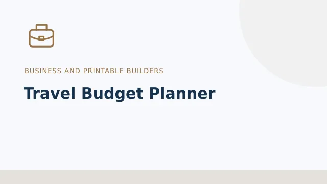 Travel Budget Planner — Business and printable builders tool illustration