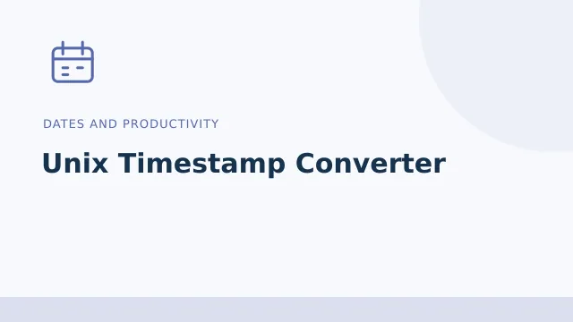 Unix Timestamp Converter — Dates and productivity tool illustration